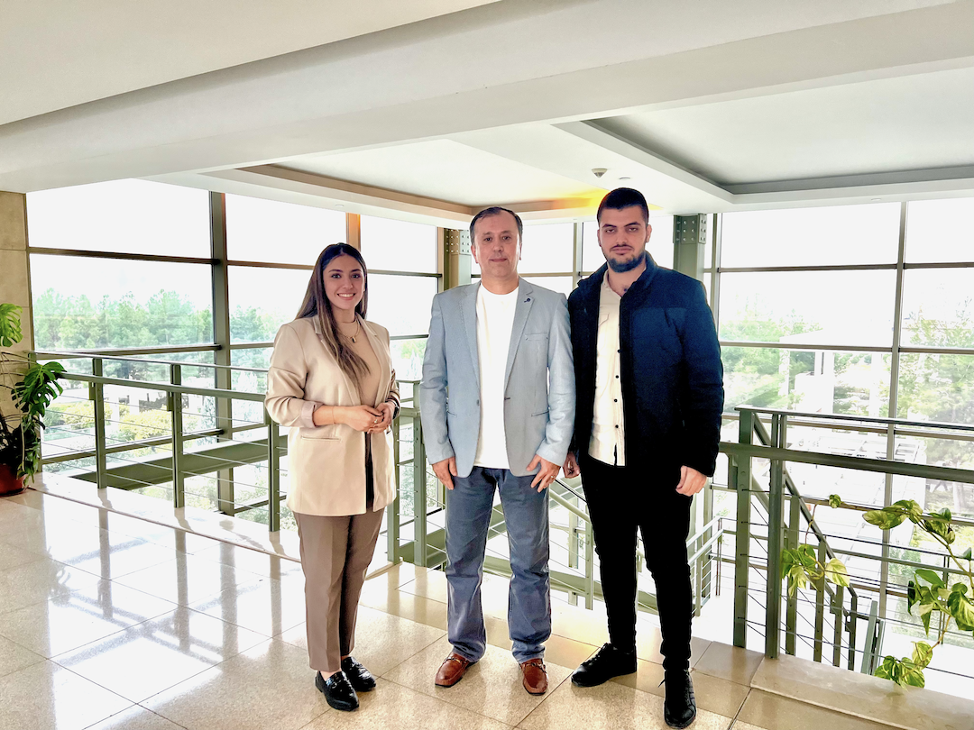 Senior Civil Engineering students Payam Jalil and Ahmed Ahmed pose with their faculty supervisor Assistant Professor Ahmed Salih Mohammed.